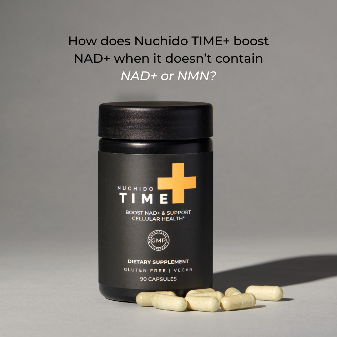 How does Nuchido boost NAD+ when it doesn’t contain NAD+ or NMN?